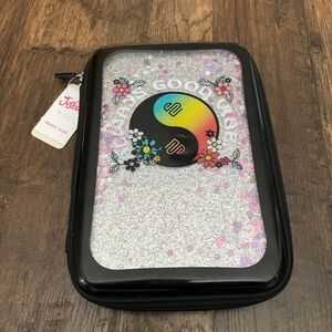 NWT Justice Sport Always Good Vibes Sequin Shaky Pencil Case Zipper Hard Case